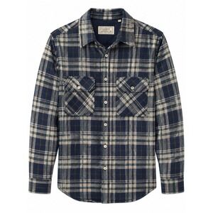Vintage Rugged American Men's Blue Plaid Wool Blend Flannel Shirt 80s Large